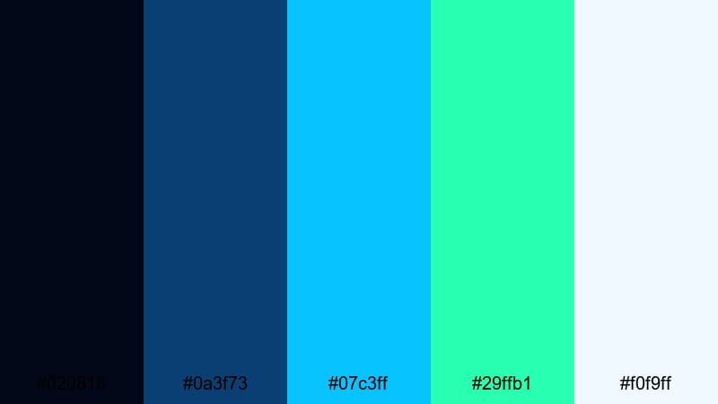 hologram data stream blue neon green color palette with hex codes