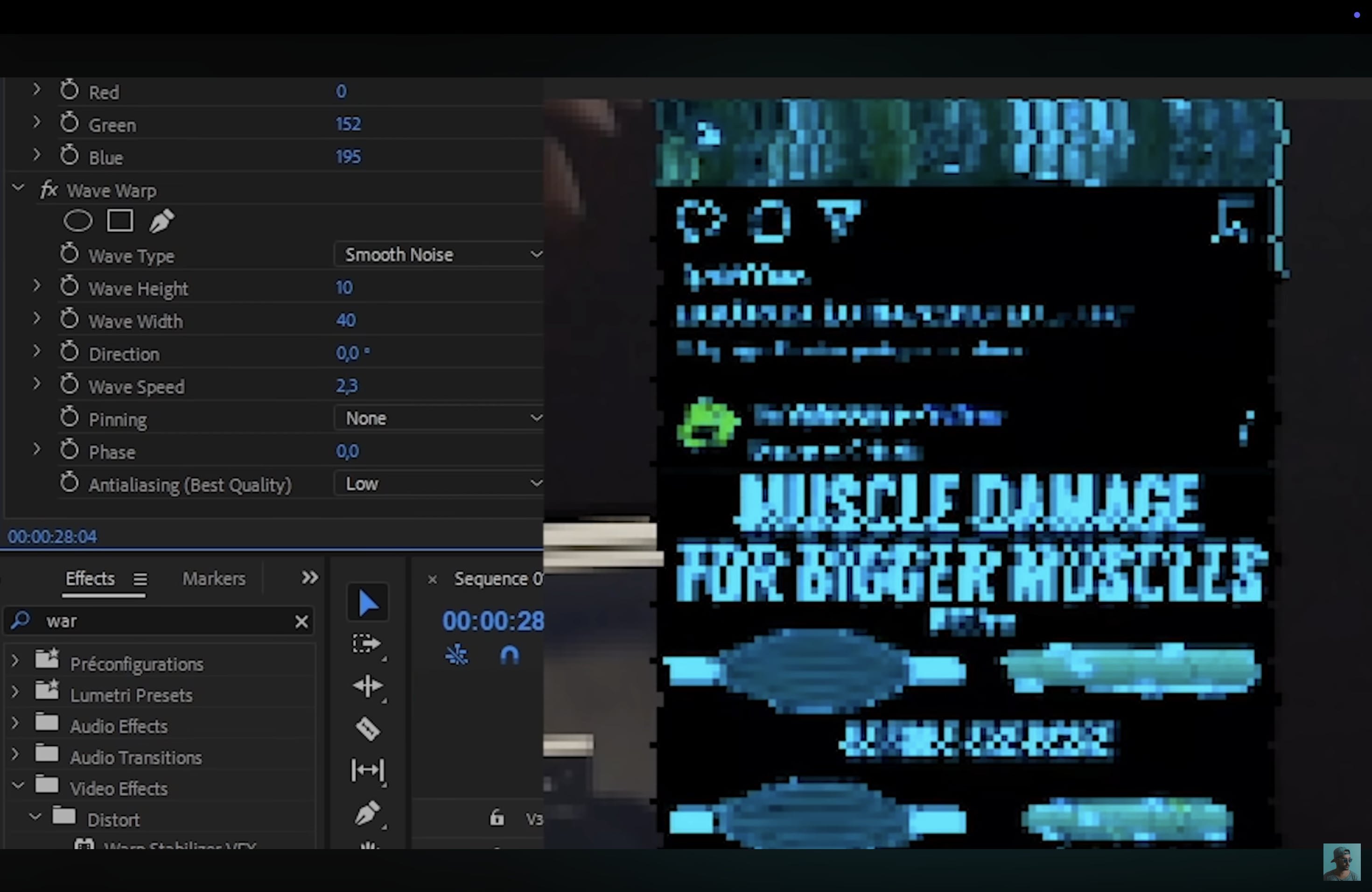 apply wave drop premiere pro