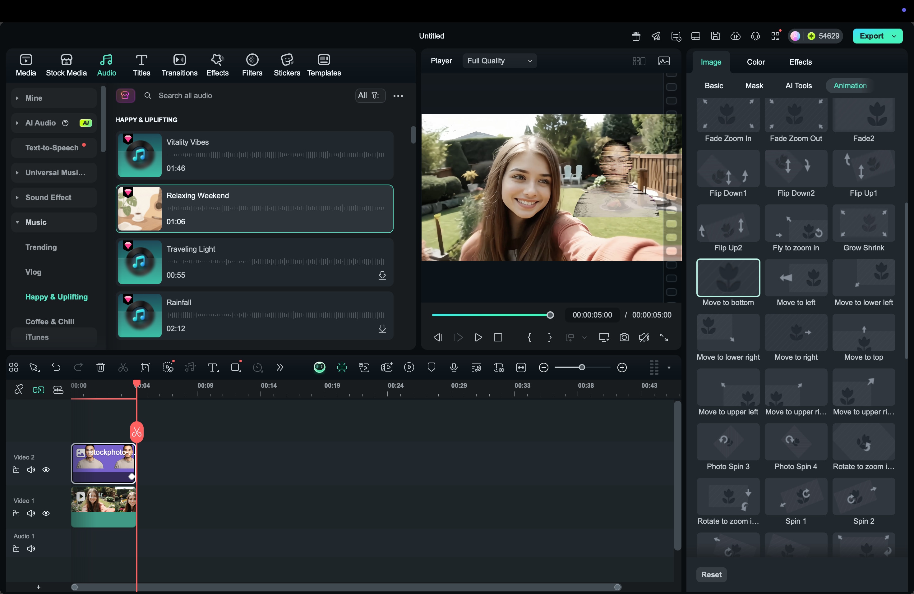 apply animation filmora