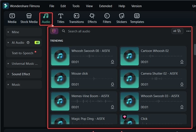filmora audio library