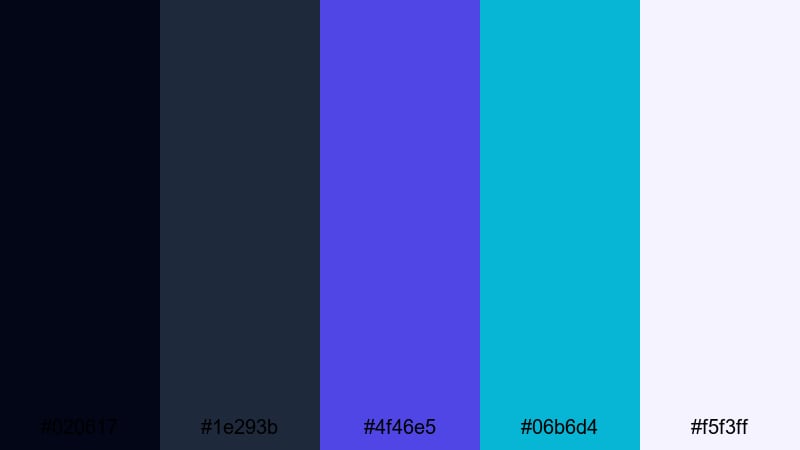 hologram nightwave dark color palette with hex codes