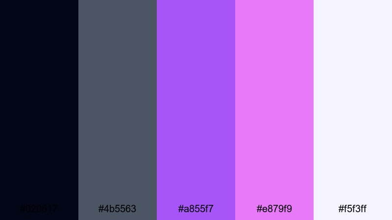 holographic noir modern color palette with hex codes