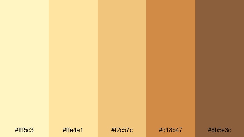 honey tea afternoon light yellow color palette with hex codes