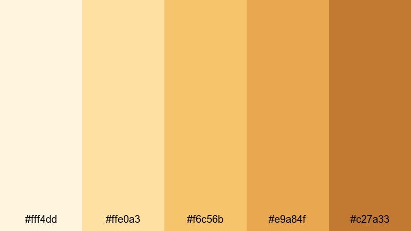 honeyed champagne kiss warm color palette with hex codes