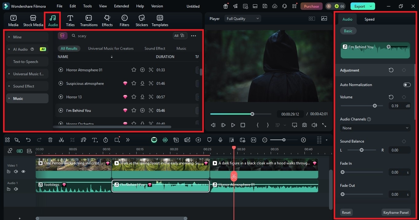 add scary audio to video