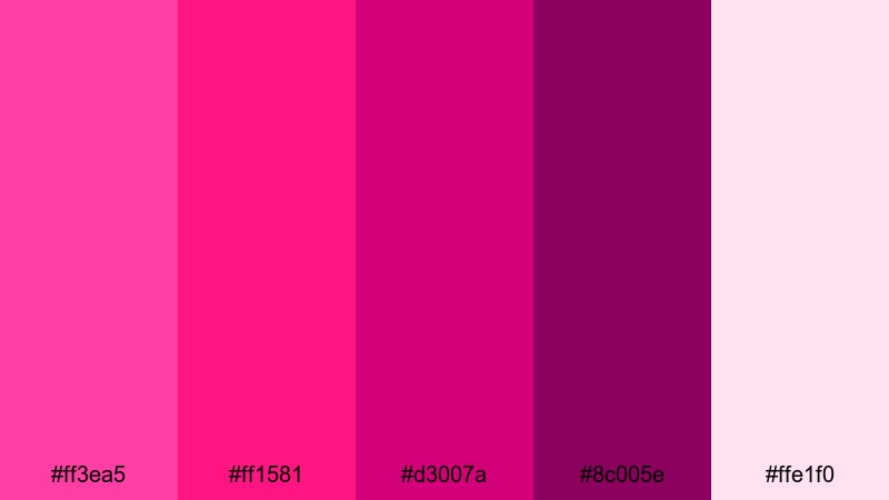 hot magenta pop pink color palette with hex codes