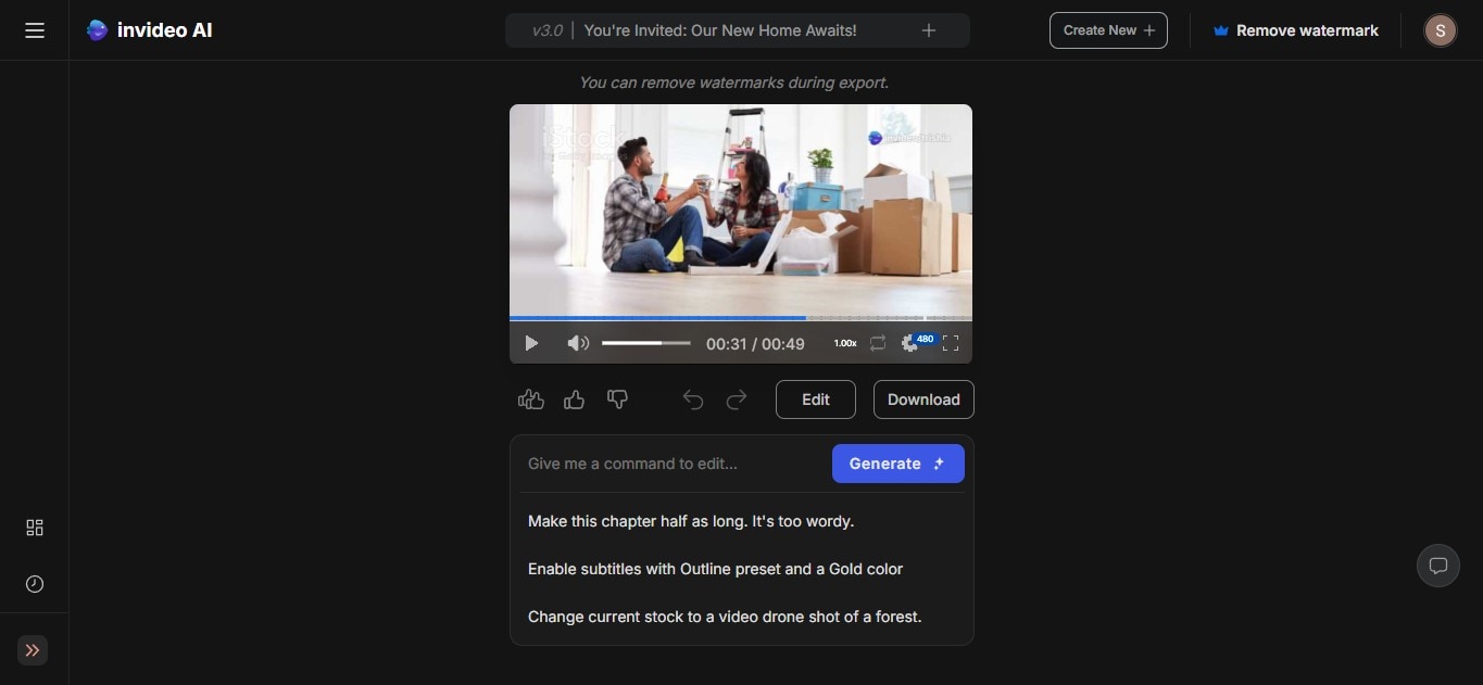 invideo ai housewarming invitation video maker