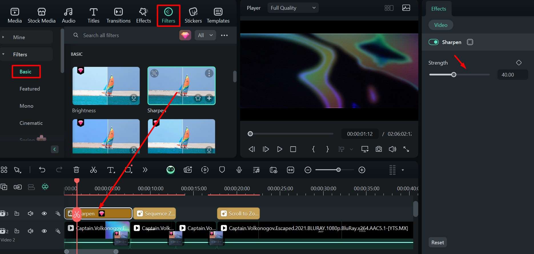 filmora adding filters