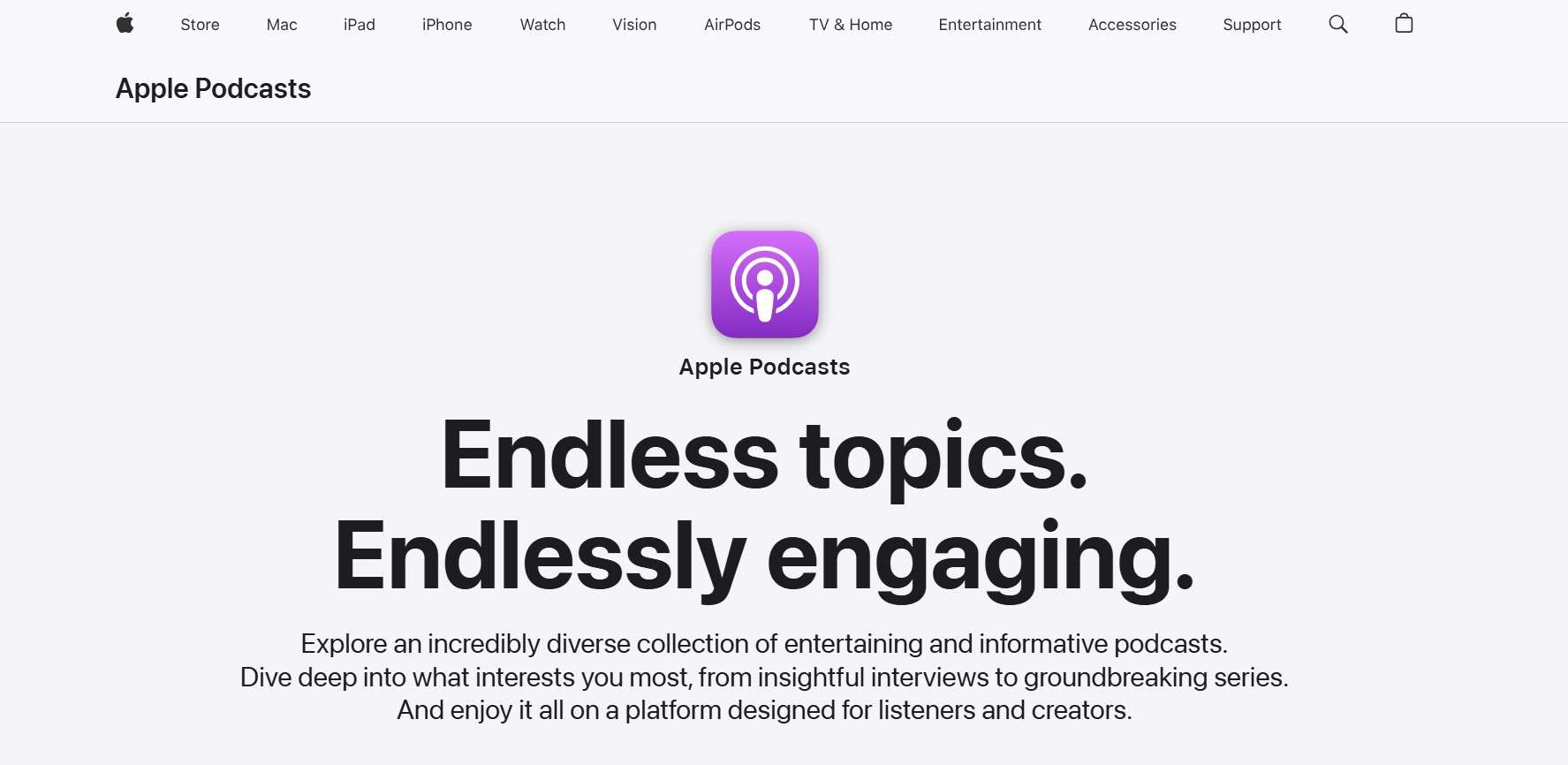 apple podcasts home page