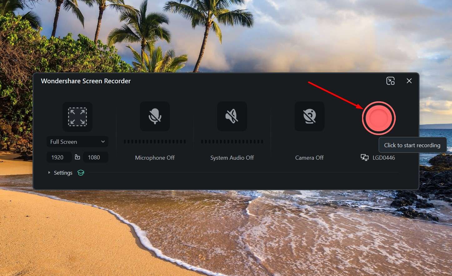 filmora screen recorder options