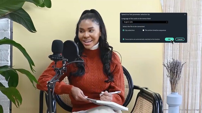 filmora speech to text feature