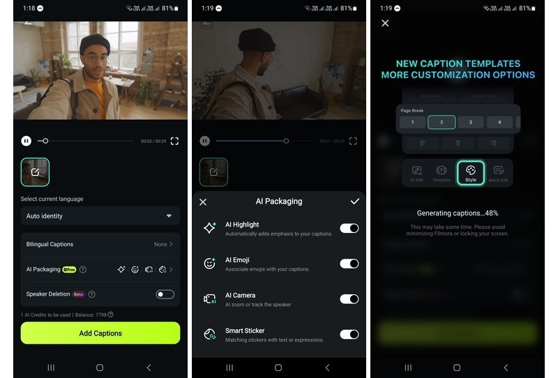 set up the ai caption tool