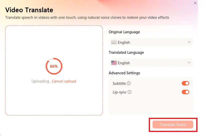 select original and translation language as your video language