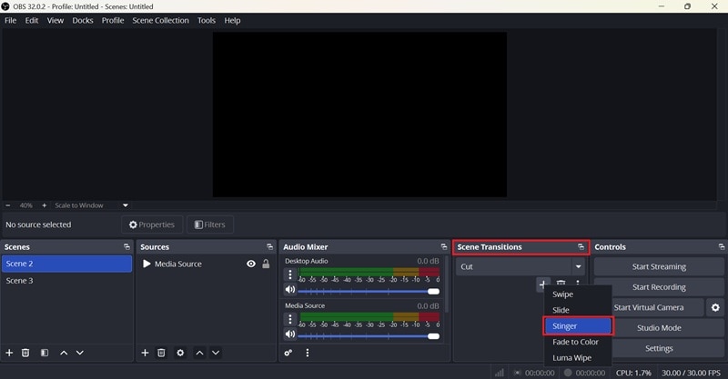 select add singer transition