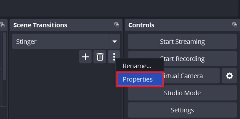 open stinger transition properties