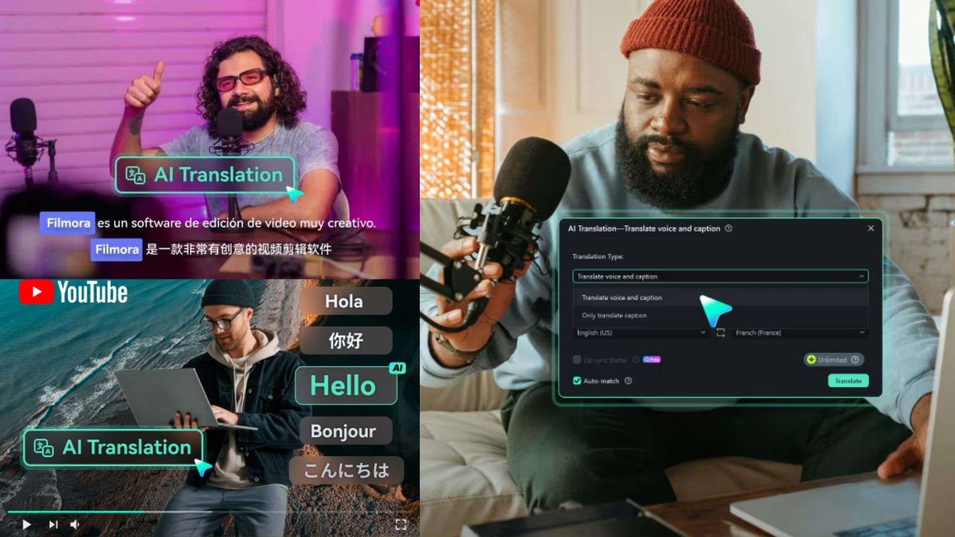 filmora ai video translation feature