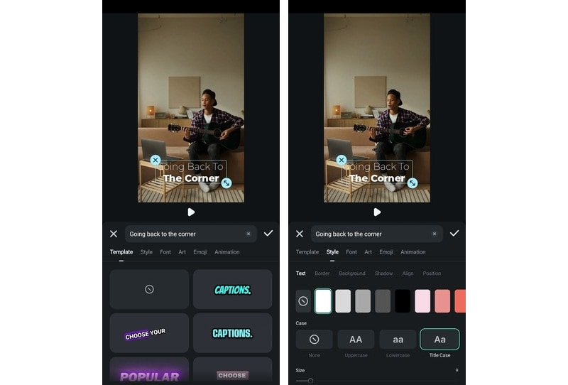 change the text template or style