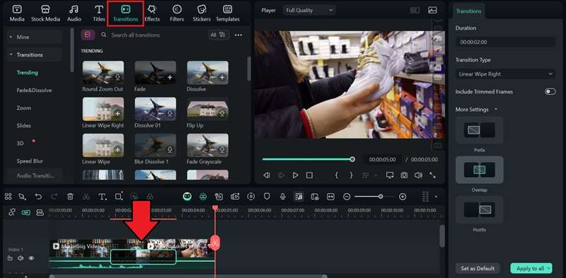 how to add transition video effects