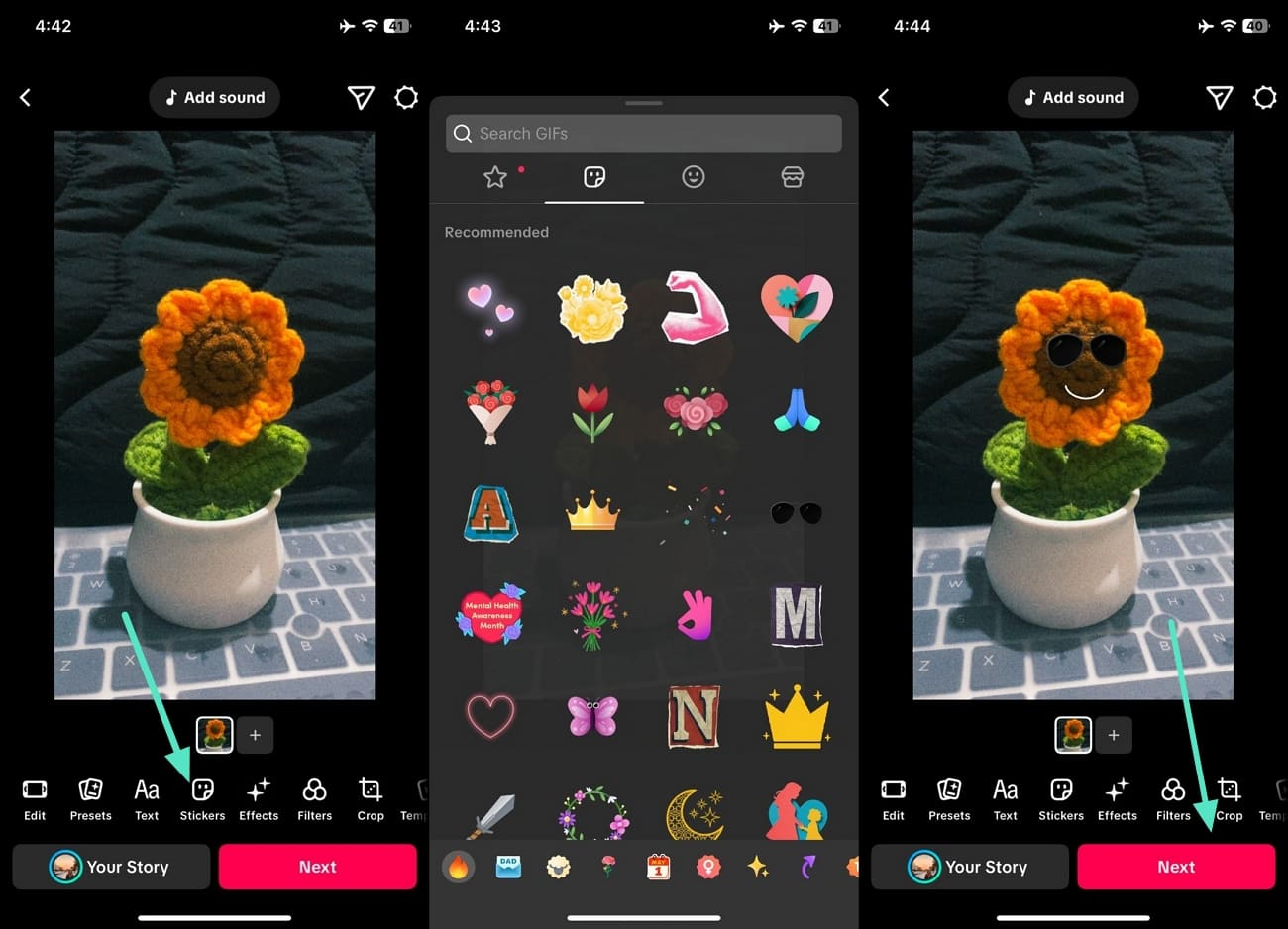 add sticker using tiktok