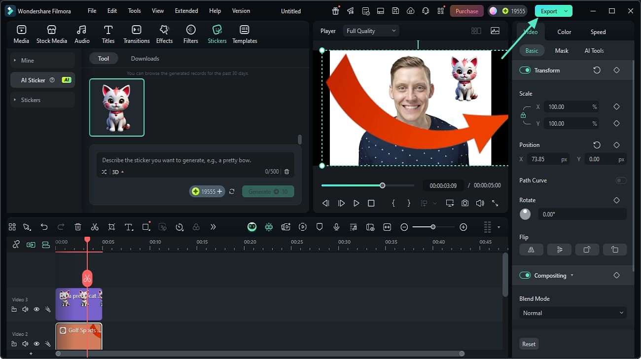 export image with stickers