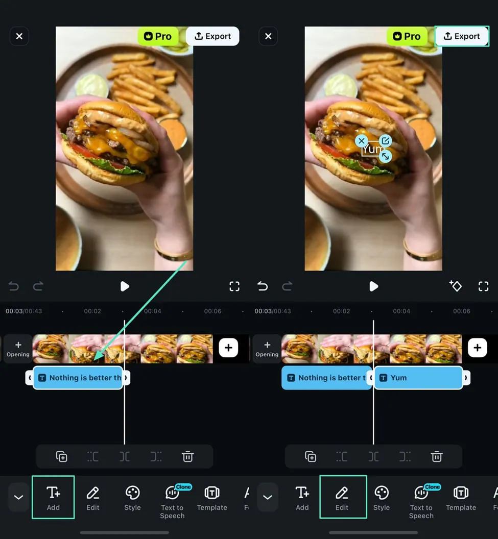 manually add captions filmora app