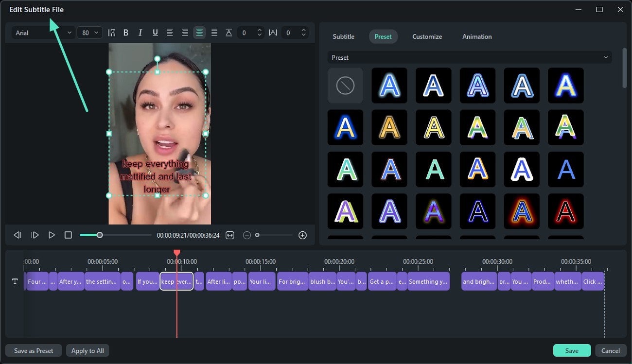 customize generated subtitles