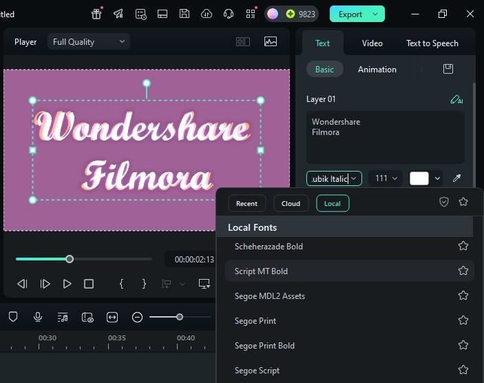 filmora script mt bold font
