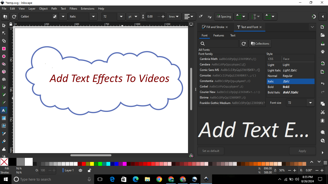 edit text in inkscape