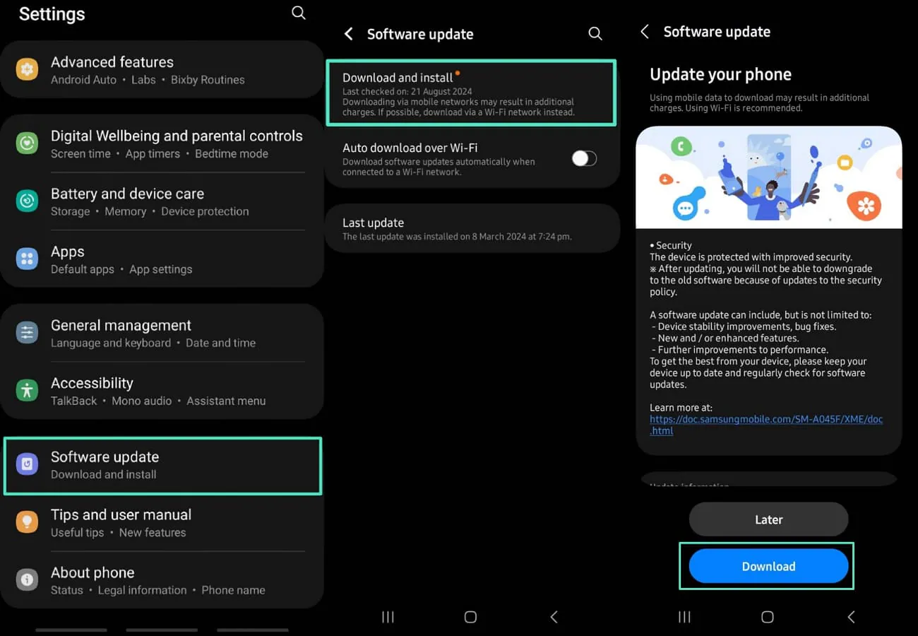 download software update on android 