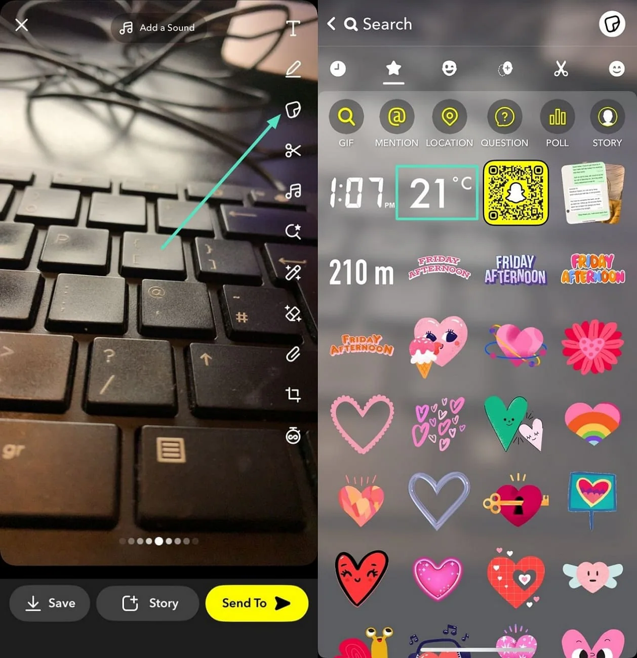 choose sticker from snapchat 