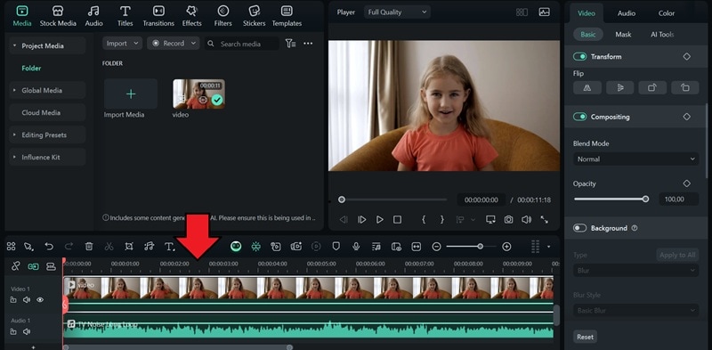 import video to filmora timeline