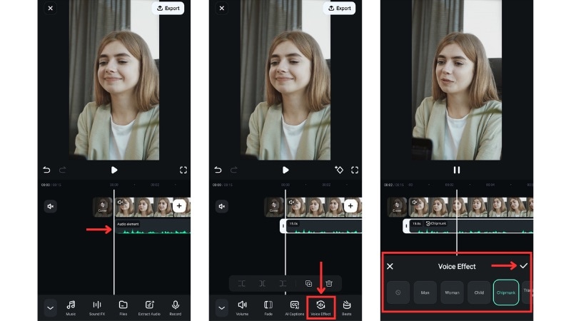appliquer un effet de voix dans filmora