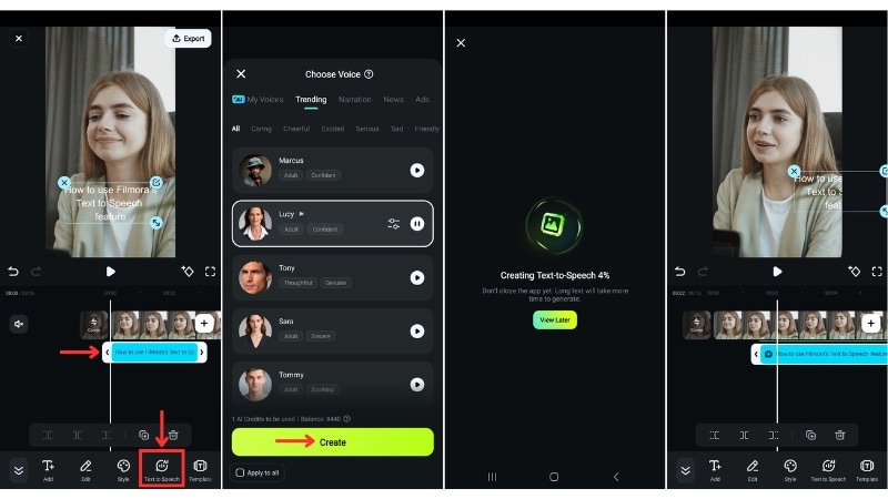 choisir la voix ia et générer l’audio