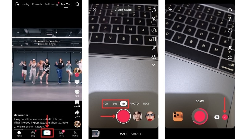 ouvrir tiktok et enregistrer une vidéo