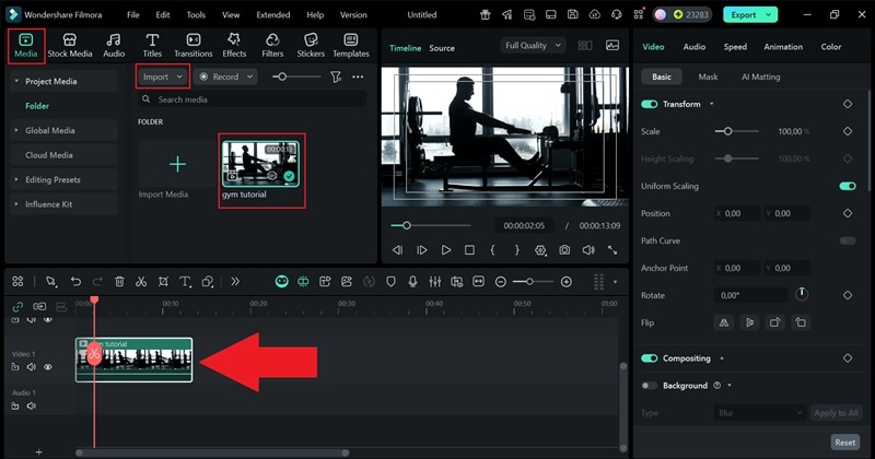 drag your video to timeline