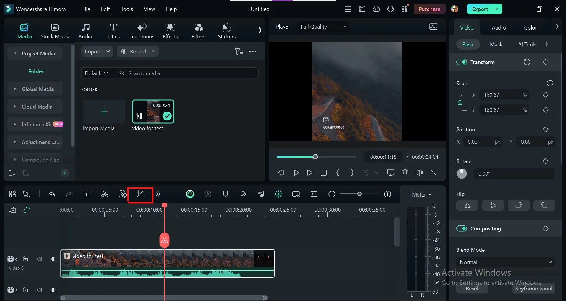 how to crop video in Filmora