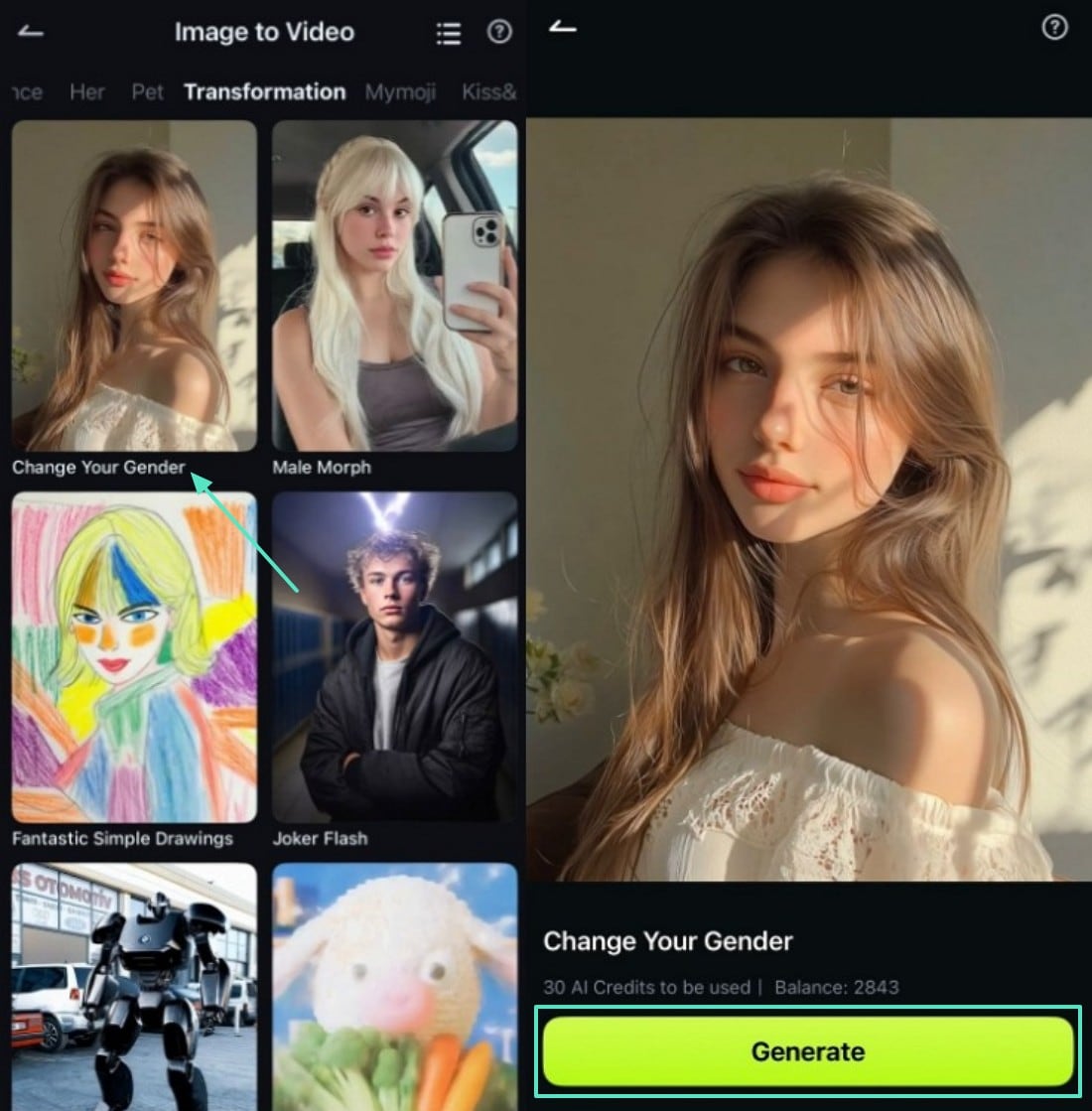 choose template and generate