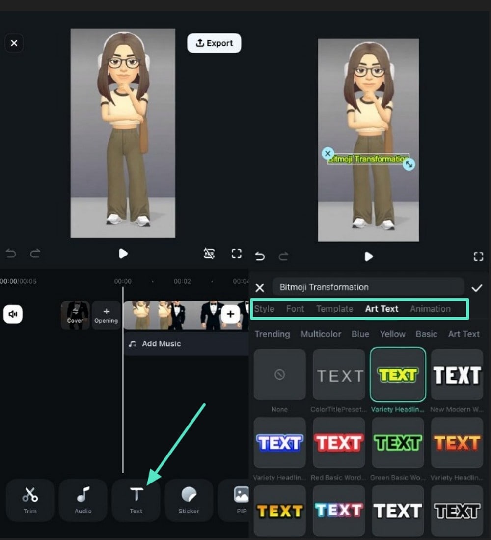 choose text option to add title