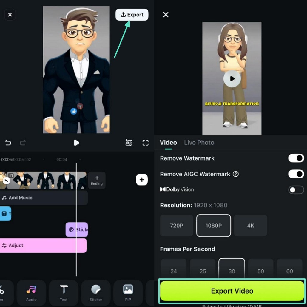export the final video