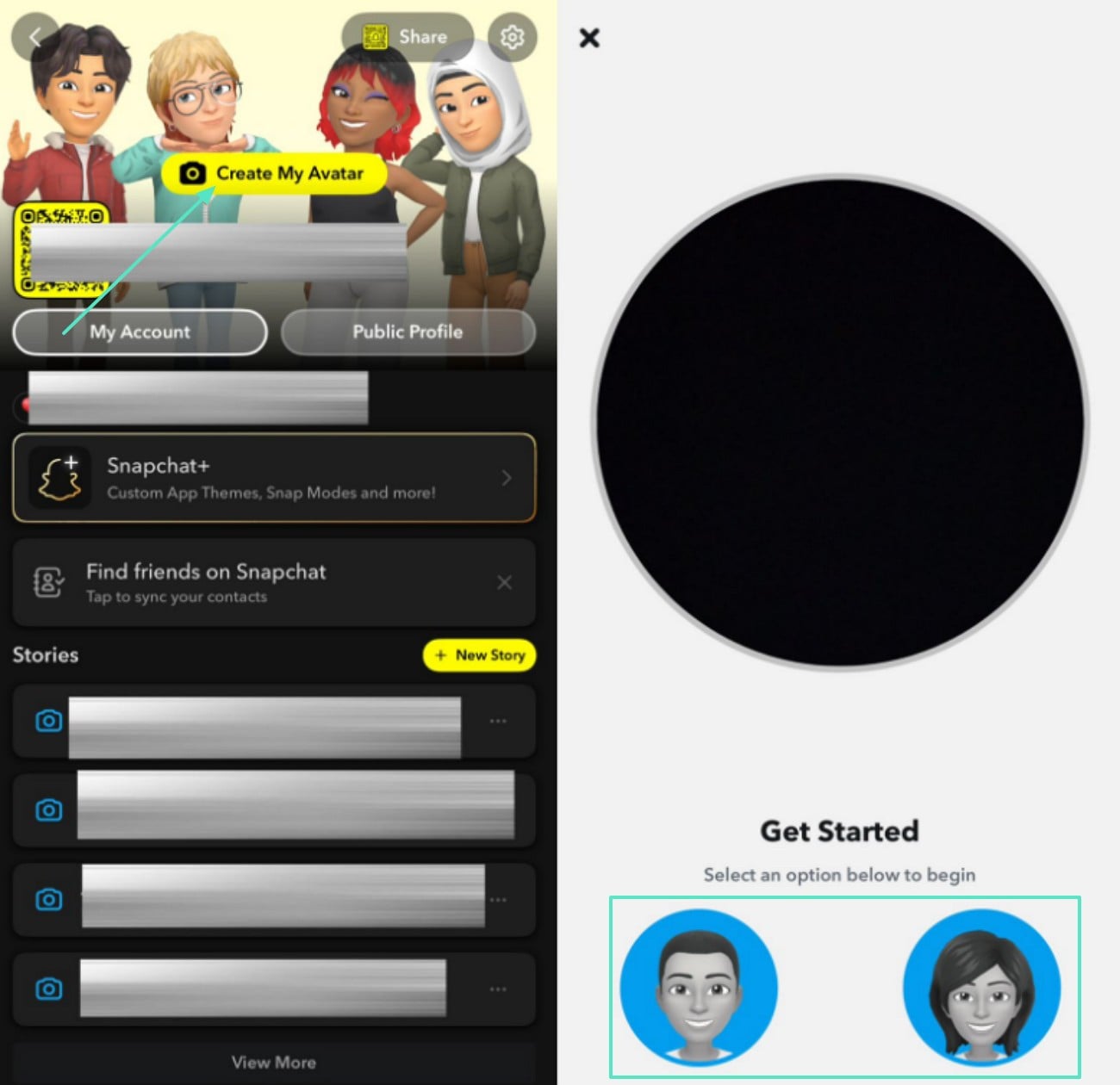start recreating and select gender