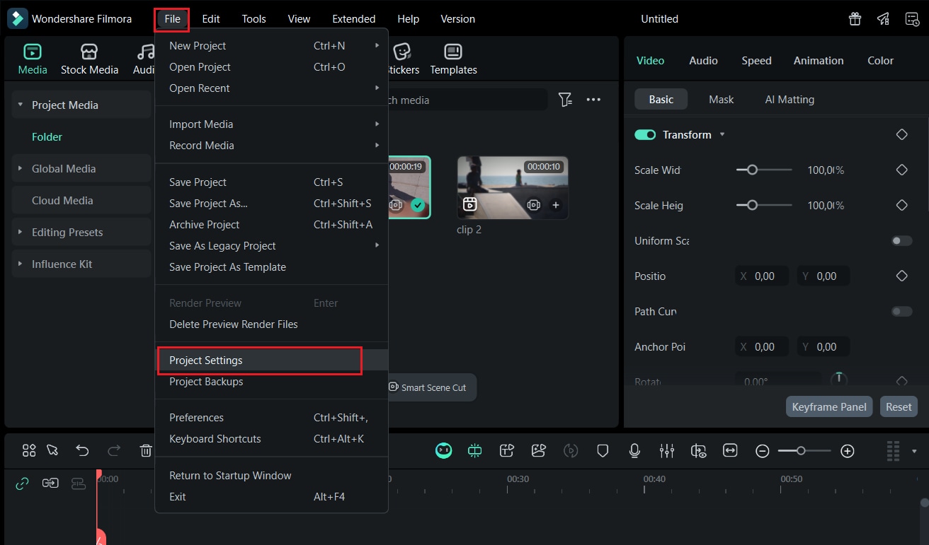 go to project settings