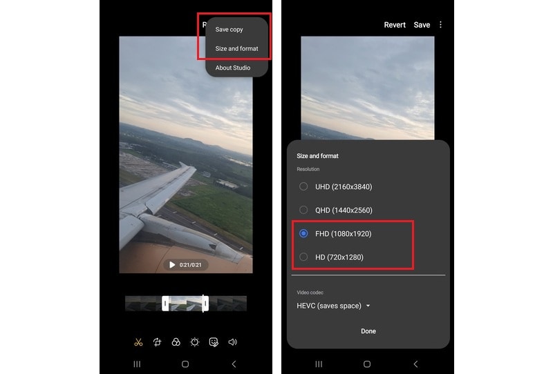 reduce the video file size on android