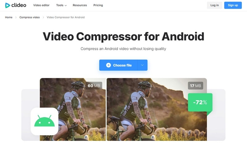 clideo video compressors on android browser