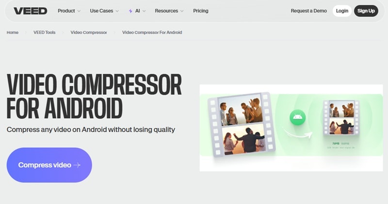 veed.io video compressors on android browser