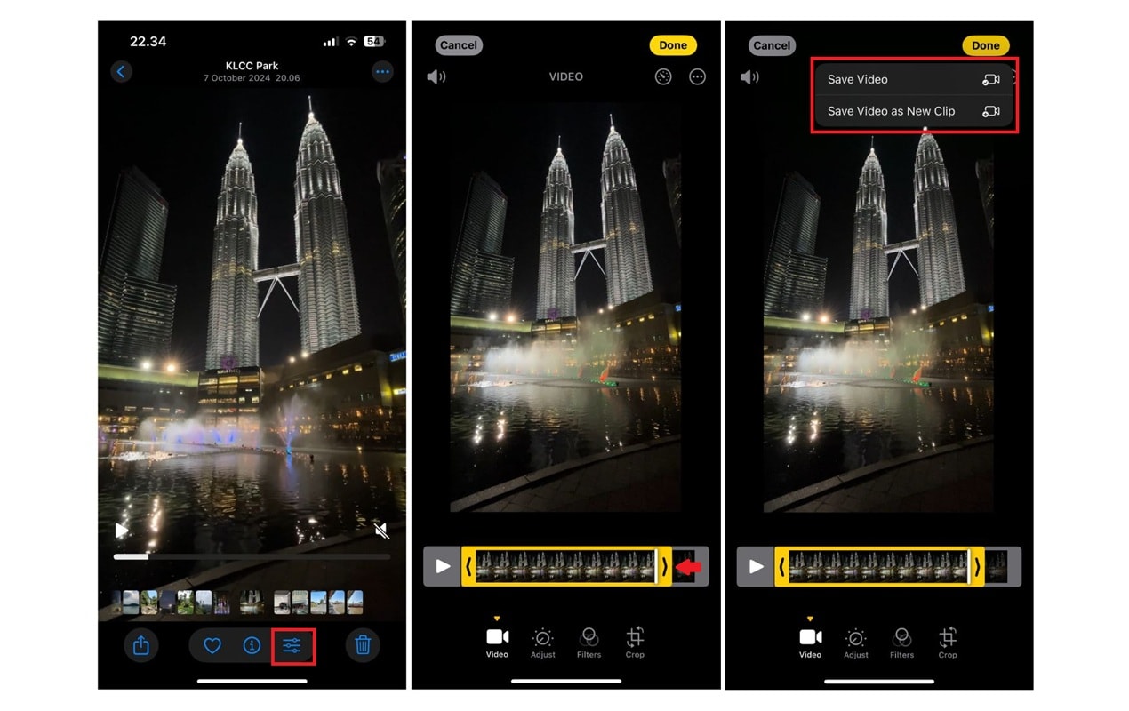 trim video using iphone's photos