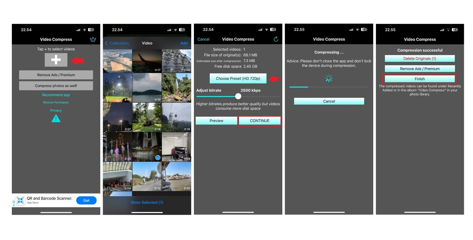 compress video with app on iphone