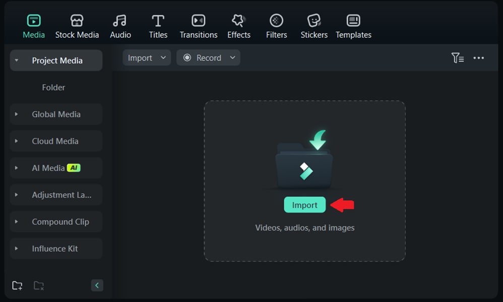 import your video to filmora