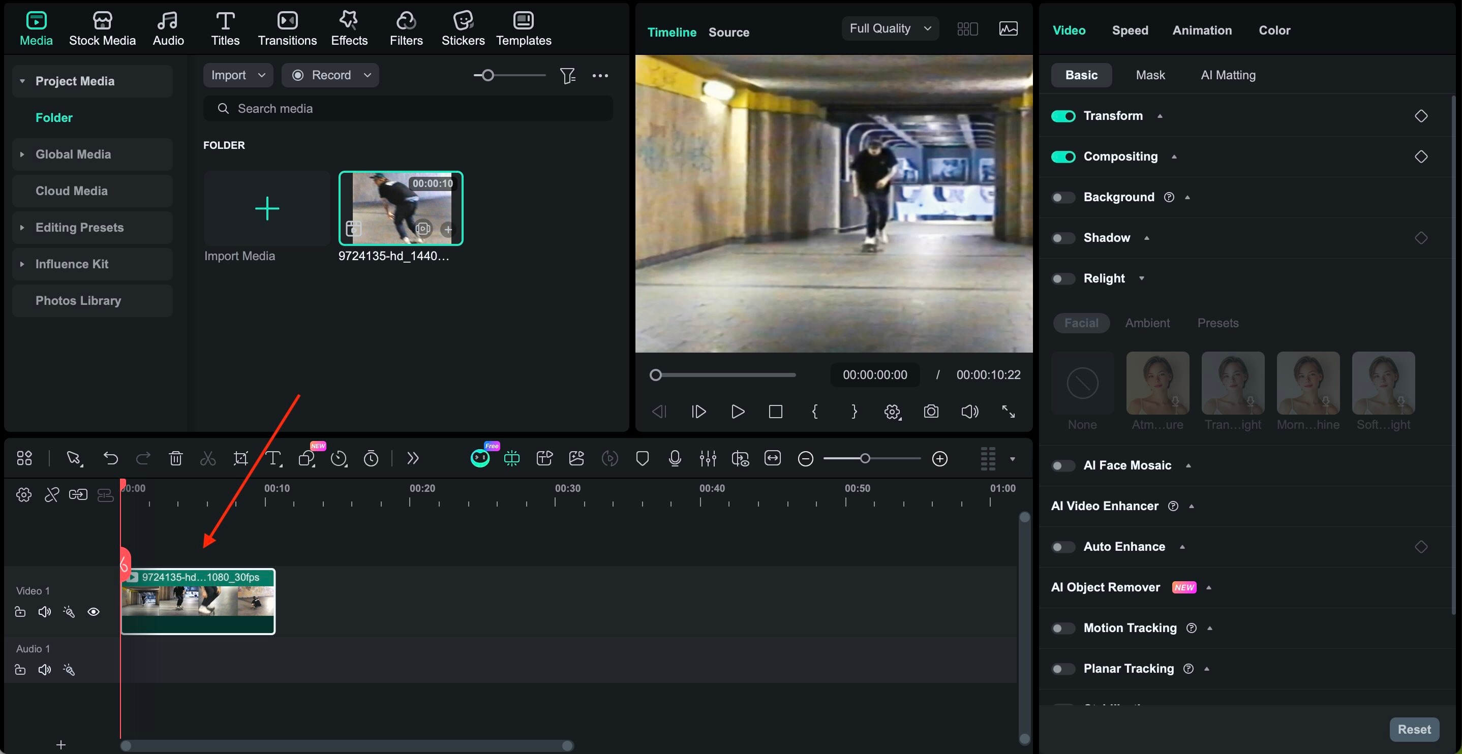 import and drag the vhs clip
