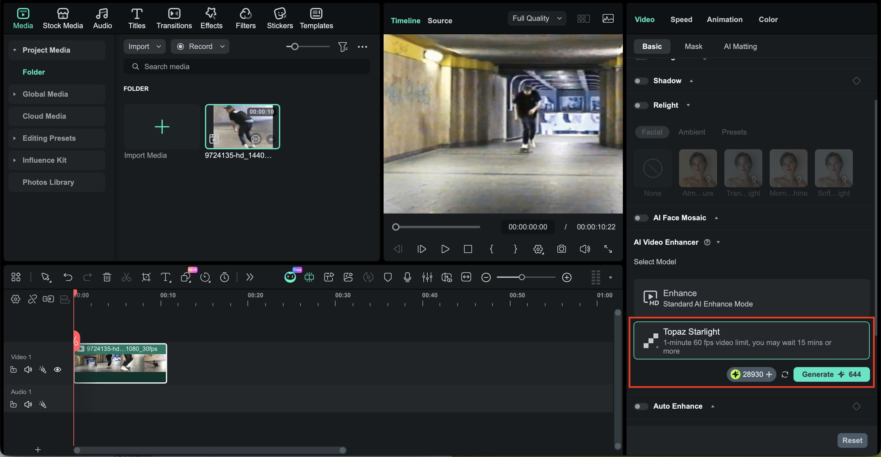 select topaz starlight and generate