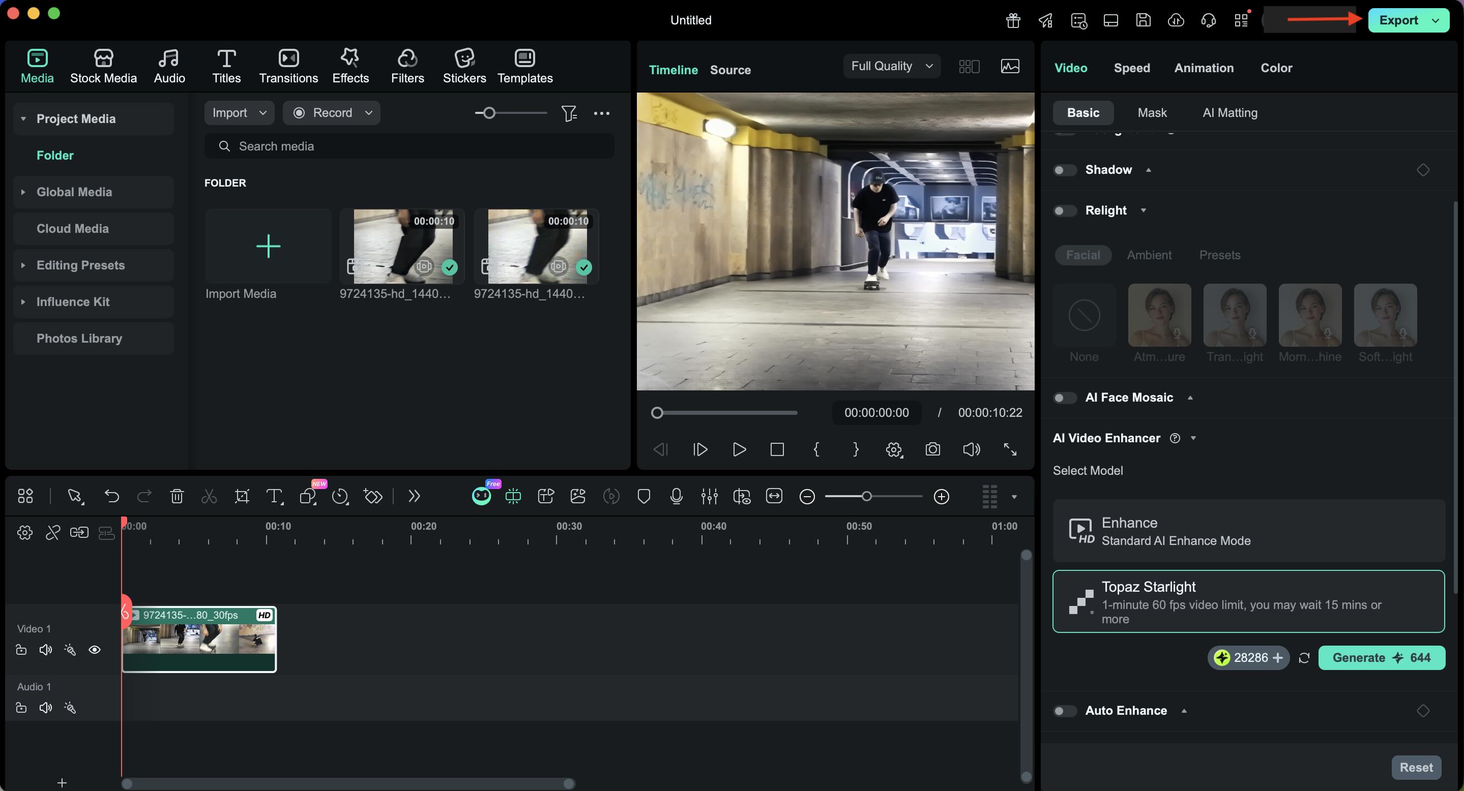 export the upscaled video